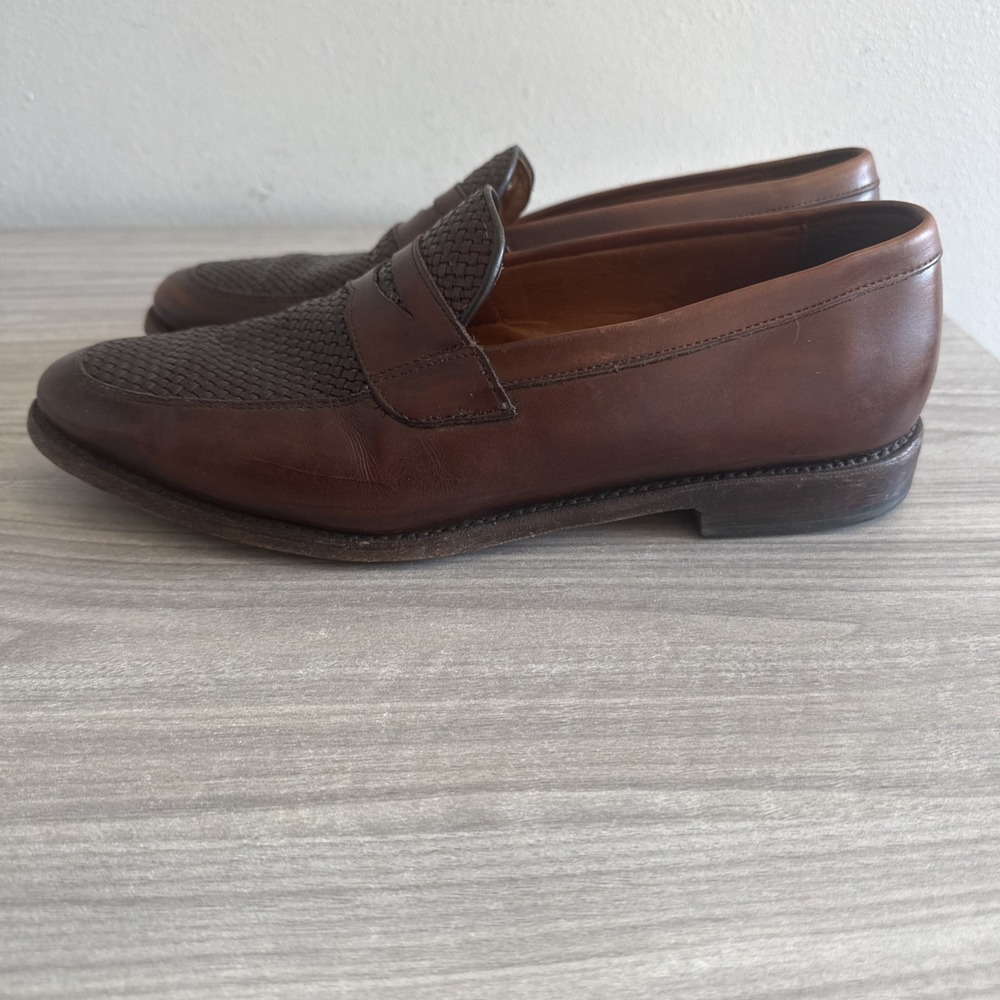 Allen Edmonds Men's Brown Chili Lake Bluff Weave Penny Loafers 10.5 D 1088 Shoes